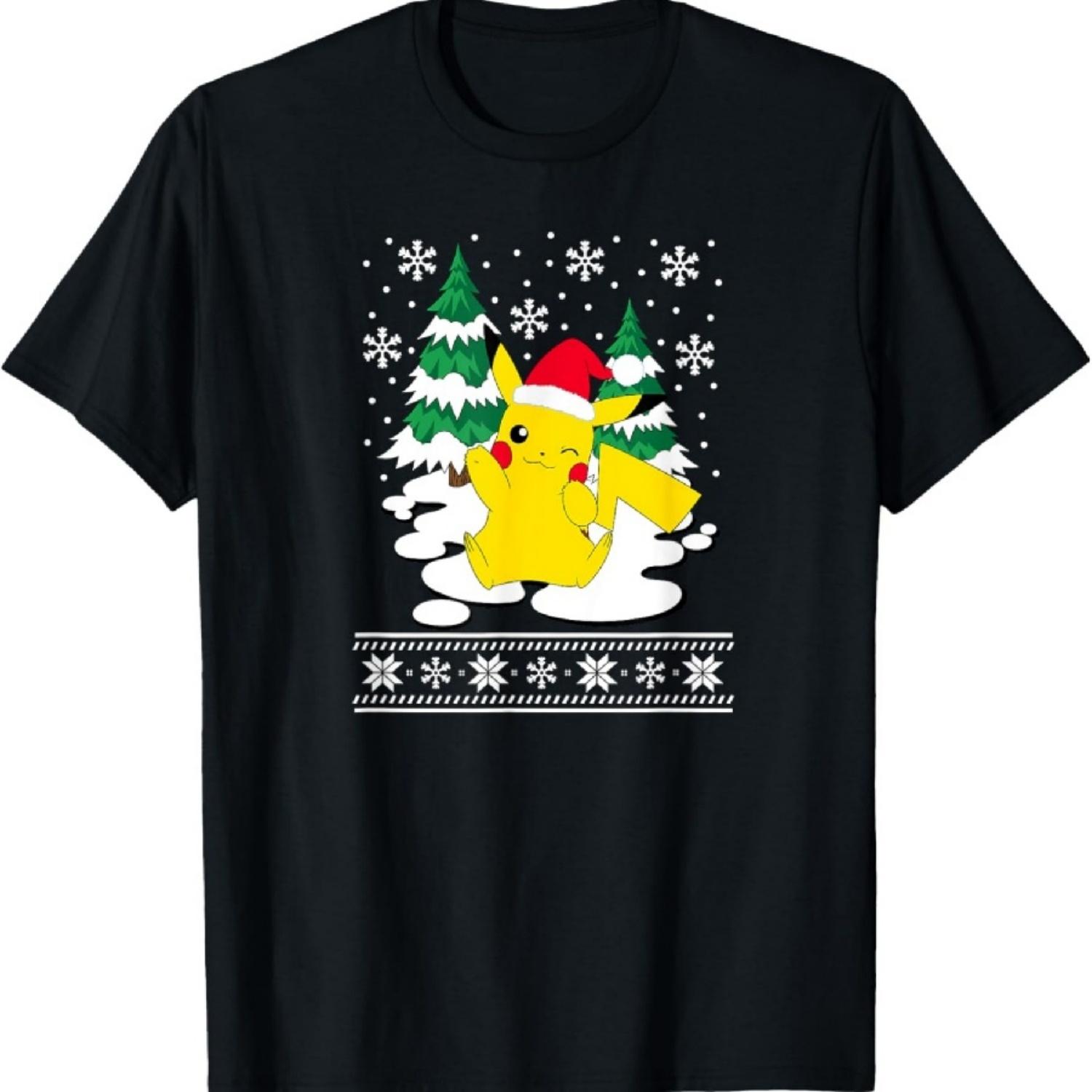 

Pokémon - Pikachu Christmas Snowy Pattern T-Shirt XXXXXL чорний