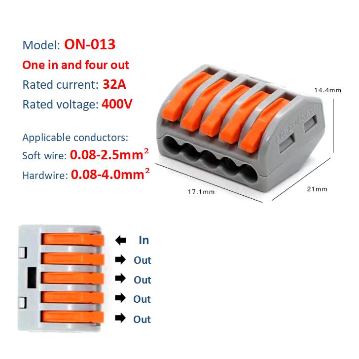 5/10pcs PCT Universal Wire Quick Connector Insulation Terminals Compact Hard Wire/soft Wire Connector 2/3/4/5/8 Channels / Base Press-fit Connection