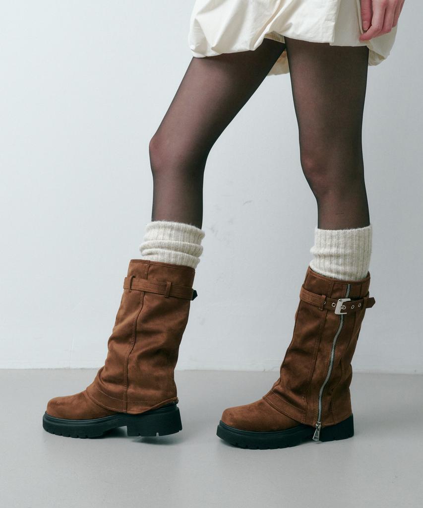 Salt And Chocolate Warmer Belted Mid-Calf Boots 412446004(4Cm/1Color)