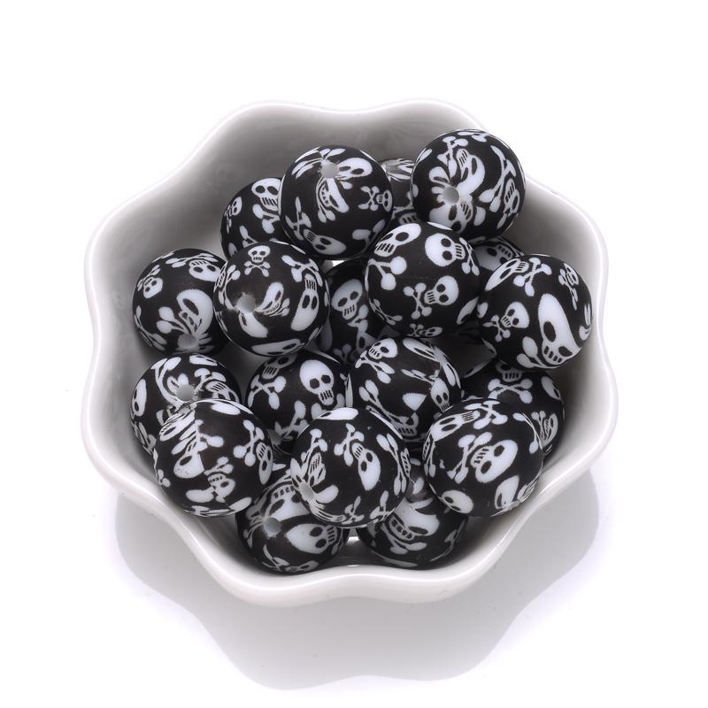 10Pcs 15mm Colorful Print Leopard Pattern Silicone Beads Ball Shape Teething Jewelry Beads For Teether Pacifier Chain Necklace