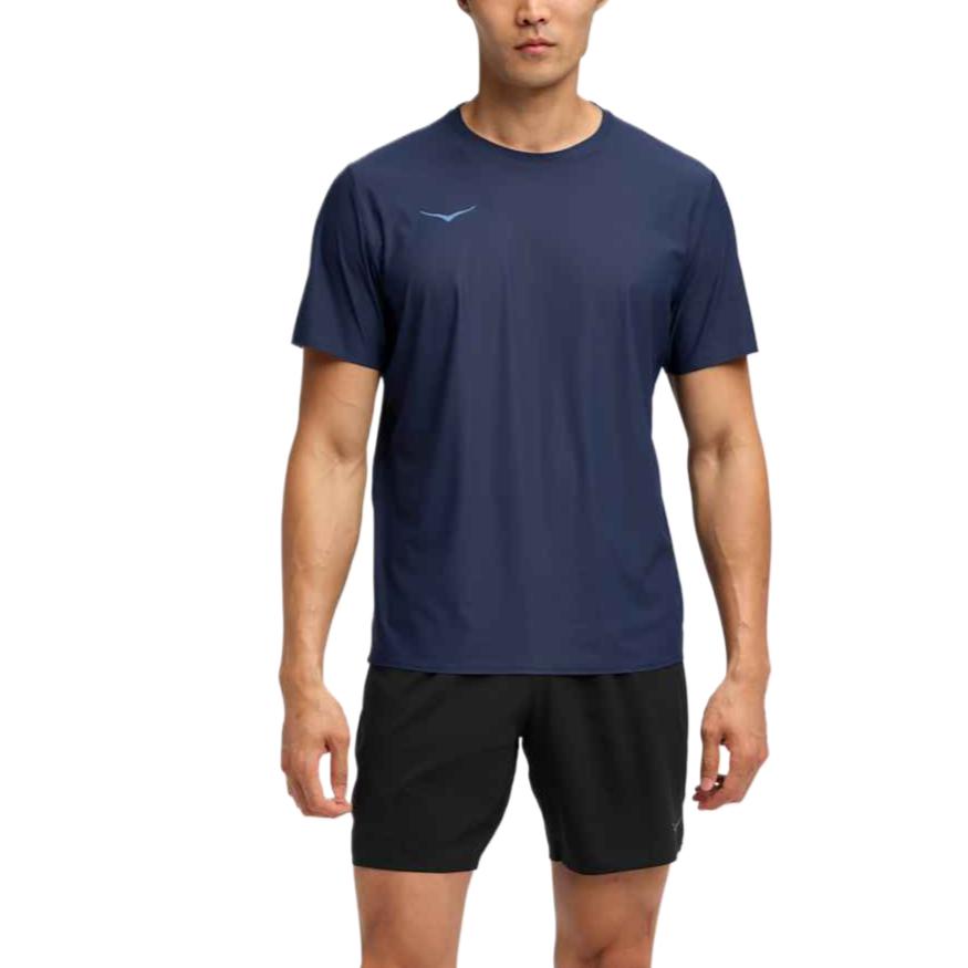HOKA ONE ONE T Shirts Men s Midnight Blue Crew Neck Moderate Straight Fit 1175771-MDNB S