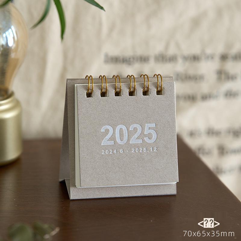 2025 Mini MUJI-Style Retro Desk Calendar | Punch Card & Lunar Features | Desktop Decoration & Ornaments
