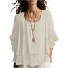 Camicetta a strati con maniche a balze da donna Design elegante con scollo quadrato Top primaverili da donna Camicie estive da donna Top estivi da donna Eleganti e casual