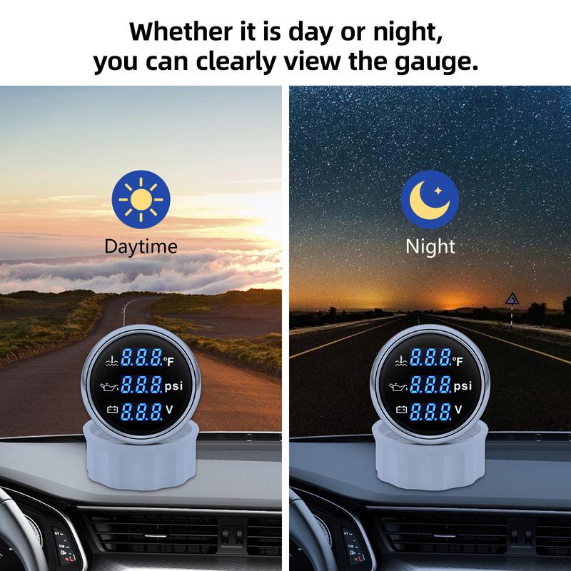 Digital 52mm 3 in 1 Water Temperature+Oil Pressure+Volt Gauge Sensors( Option) For Marine Boat Car Waterproof Gauge 12V24V