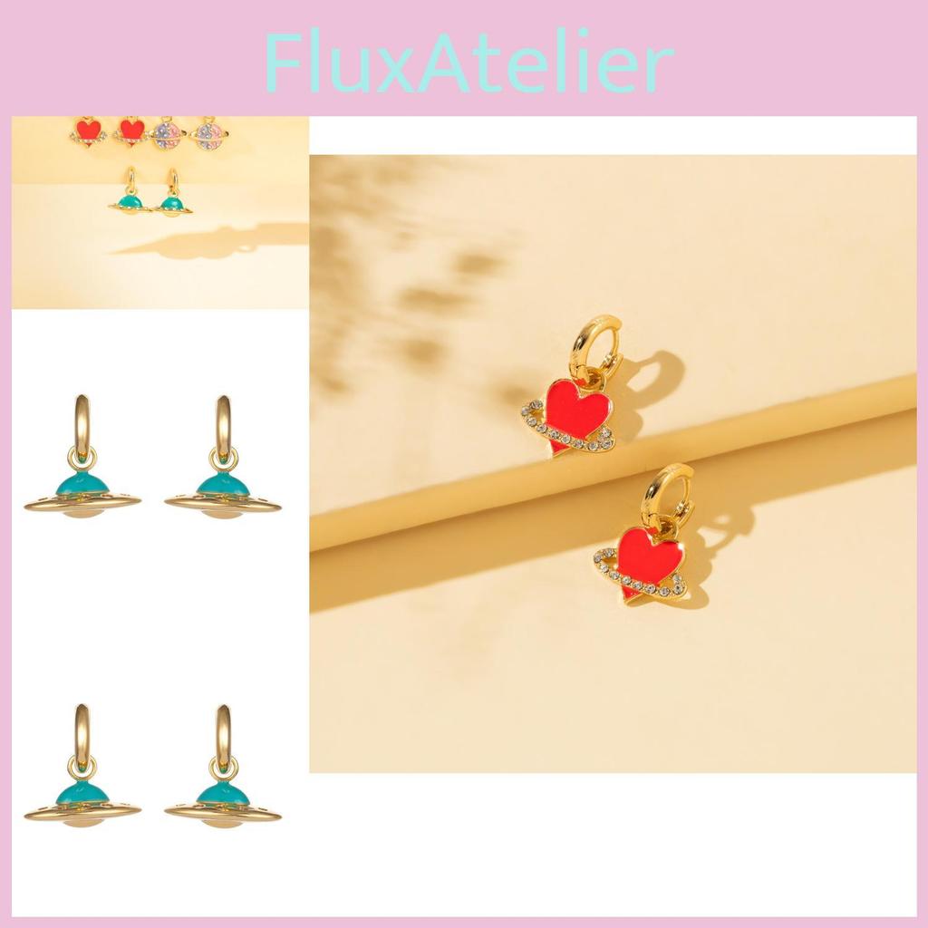 Heart Unique And Planet Alloy Earrings Fashionable Street Jewelry Style