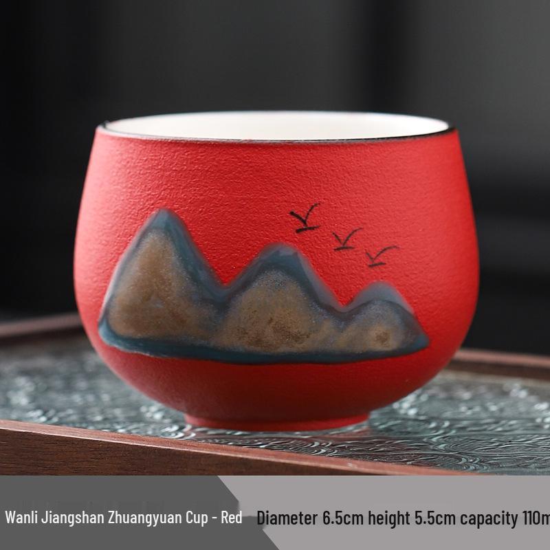 Guochao Hand-Painted Ten Thousand Li Rivers & Mountains Tea Set - Creative Gift Box with Tea Cups