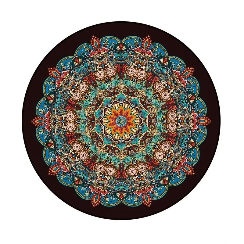 Bohemian Mandala Round Carpet Geometric Ethnic Flowers Round Rug Vintage Floor Mat Living Room Bedroom Dorm Home Decor Chair Mat