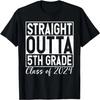 Retro Straight Outta 5th Grade Graduation Class Of 2024 Grad T-Shirt