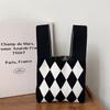 Women's Black Argyle Colorblock Knit Vest Shoulder Bag