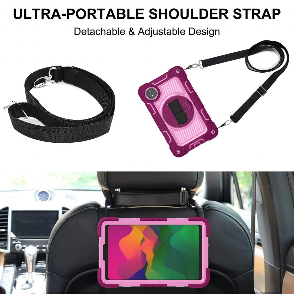 For Xiaomi Redmi Pad SE 4G 8.7 Inch Case Silicone+PC Kickstand Tablet Cover with Shoulder Strap