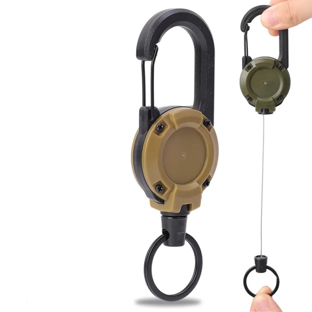 

Retractable Heavy Duty Pull Reel Carabiner Key Chains Strong Steel Wire Rope Buckle Spring Key Ring Outdoor Sporty Keychain Tool