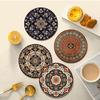 Bohemian Heat Resistant Placemats for Table Stain-Resistant Round Rubber Coasters Vintage Kitchen Dining Mats for Hot