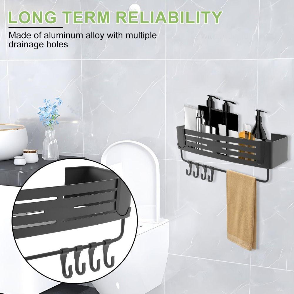 Suction Cup Shower Shelf Towel Bar Bathroom Storage Space Saving Corner Rack  Home Decor