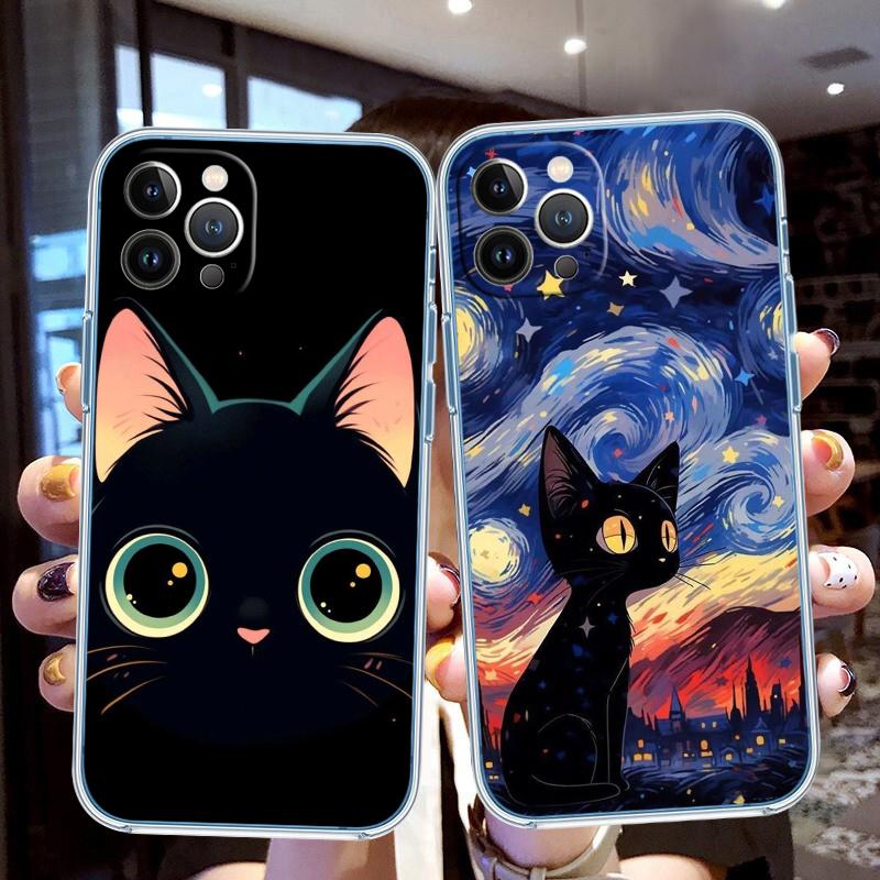 FM15 Cat Kitten Meow Soft Shell Transparent Phone Case for Samsung Galaxy A04 A04S A14 A23 A34 A54 M23 M33 M52 M53