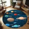 Dark Kids Crawling Mat Round Soft Comfortable Solar System Area Rug Kids Play Mat Non Slip Washable for Bedroom Playroom Nursery