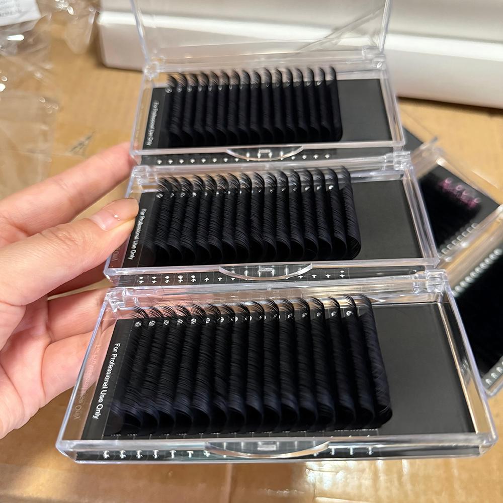 0.03 0.05mm Mega Volume Ultra-light Fluffy Lash Extensions Classic Lash Tray Cashmere Matte Black Eyelash Extensions