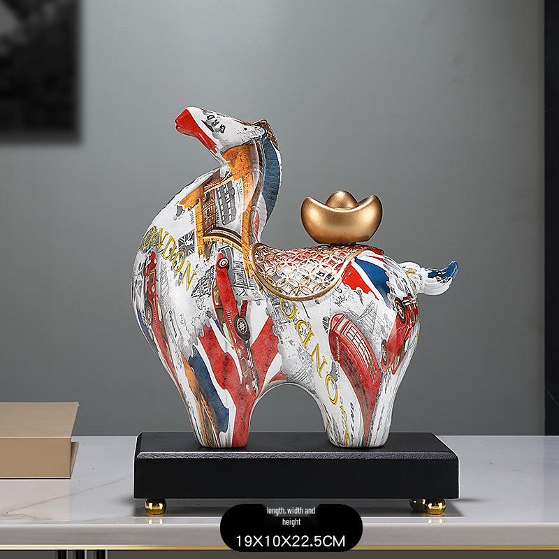 Colorful Prosperity Horse Figurine: Elegant Decor for Office, Living Room, or Hallway - Ideal Housewarming or Opening Gift