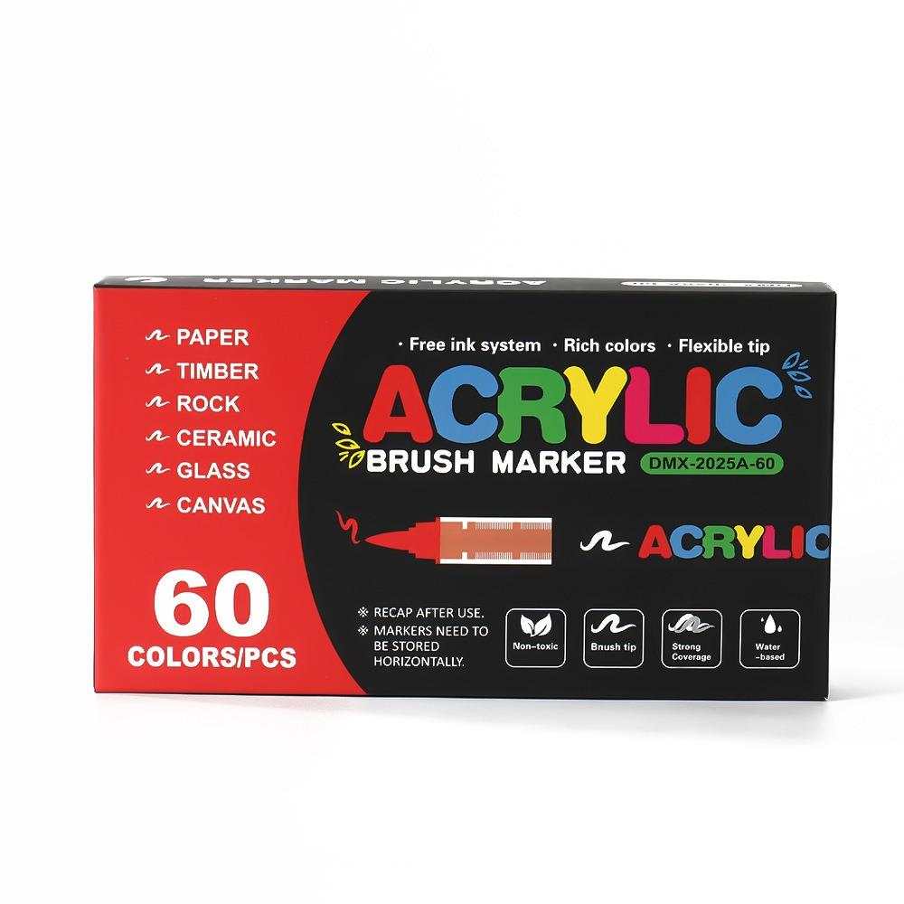 12-288 Colors Acrylic Paint Pen Markers Acrylic Felts Brush Tip Paint Markers for Wood Rock Painting Canvas Gift DIY Crafts Art