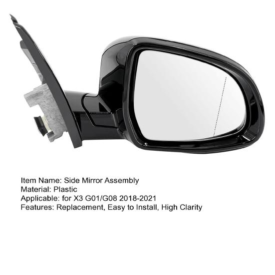 Driver Passenger Side Mirror Assembly for X3 G01 G08 2018-2021 Left Rear Exterior Rearview Mirror with Blind Spot Turn Light 51168491670 51168491669