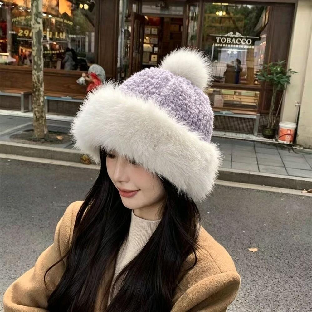 Thick Plush Plush Winter Hat Ear Covering Faux Fur Hats Gifts Basin Hats  Women