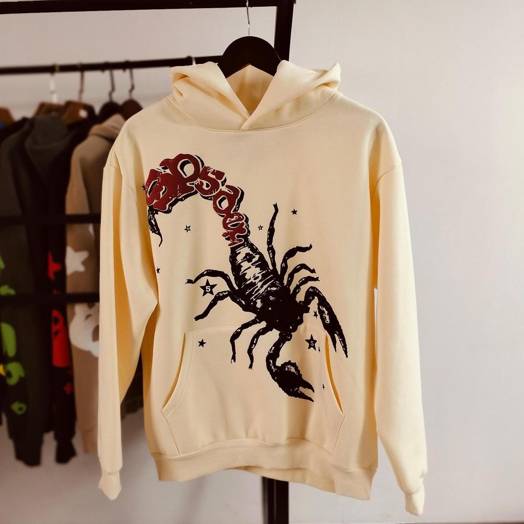 European and American Trendy Brand Sp5der Spider Web Print Hooded Sweater for Men and Women Loose Heavy Fleece Hip Hop Couple Hoodie