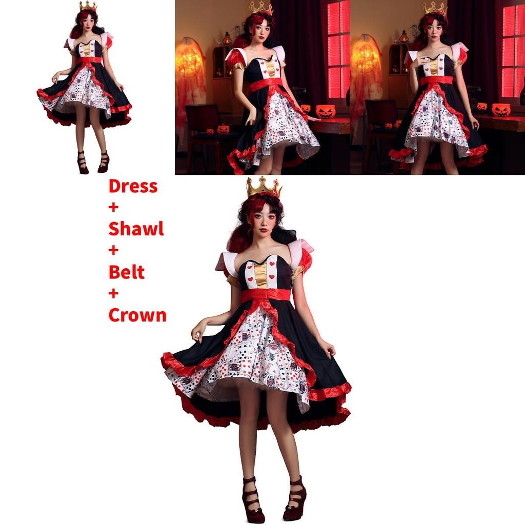 Alice In Wonderland The Red Queen Costume Dress With Polyester Fabric For Halloween Stage Performance Women