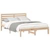 Brown Bed Frame with Headboard 140 X 190 Cm Solid Pine Wood
