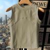American-Style Women's Sleeveless I-Shape Vest, Round Neck, Casual Summer Top