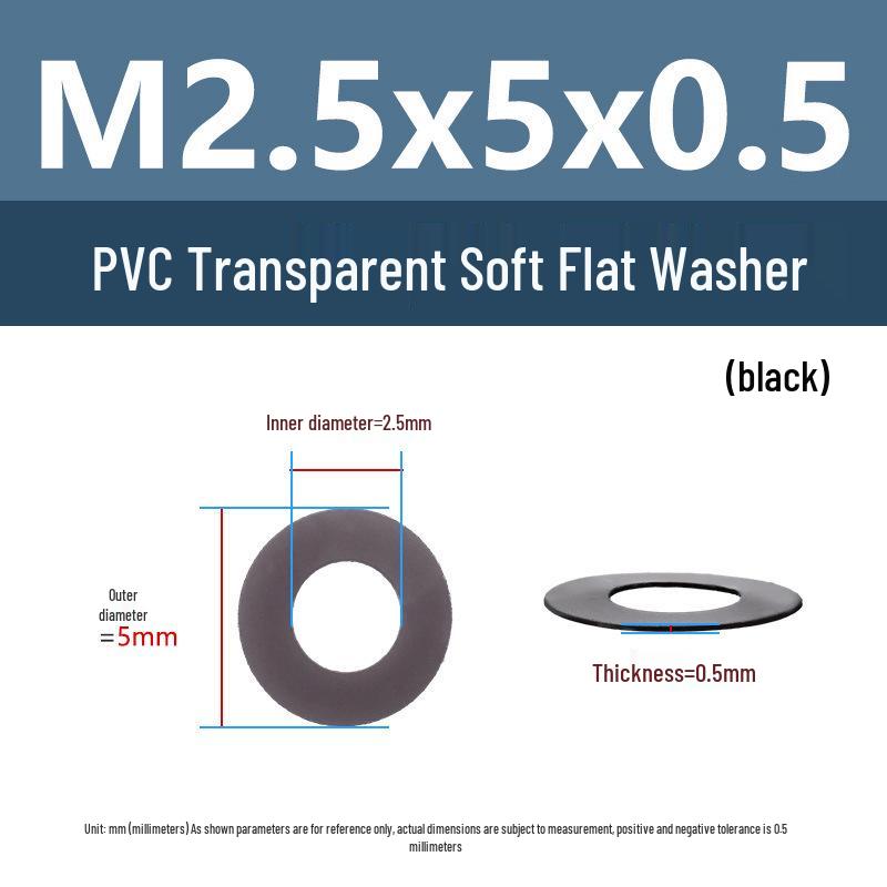 Yigu Black PVC Insulating Waterproof Flat Washer (M2-M10, M4-M5)