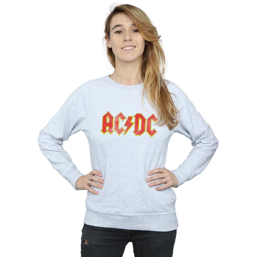 AC/DC Womens/Ladies Distressed Logo Heather Sweatshirt