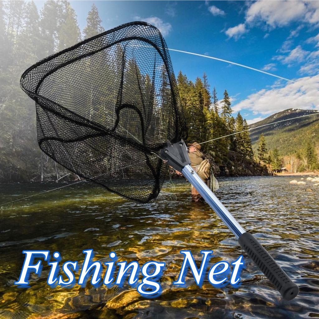 thumbnail image 2 of Boat Fishing Net Heavy Duty Extra Large - Telescoping Aluminum Handle (67-100in) For Saltwater & Big Fish Rubber Fishing Net 2 of 13