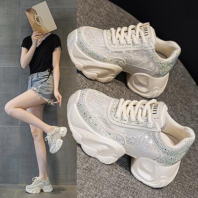 Netz-Dad-Schuhe Frühling und Sommer Neue Strass-Plateau Kleine Freizeit-Sportschuhe