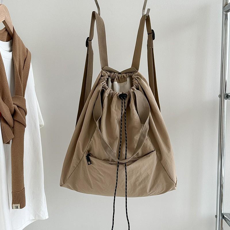

Korean Multi-functional Design Lightweight Simple Nylon Backpack Women s Drawstring Strap Students casual All-match Shoulder Bag