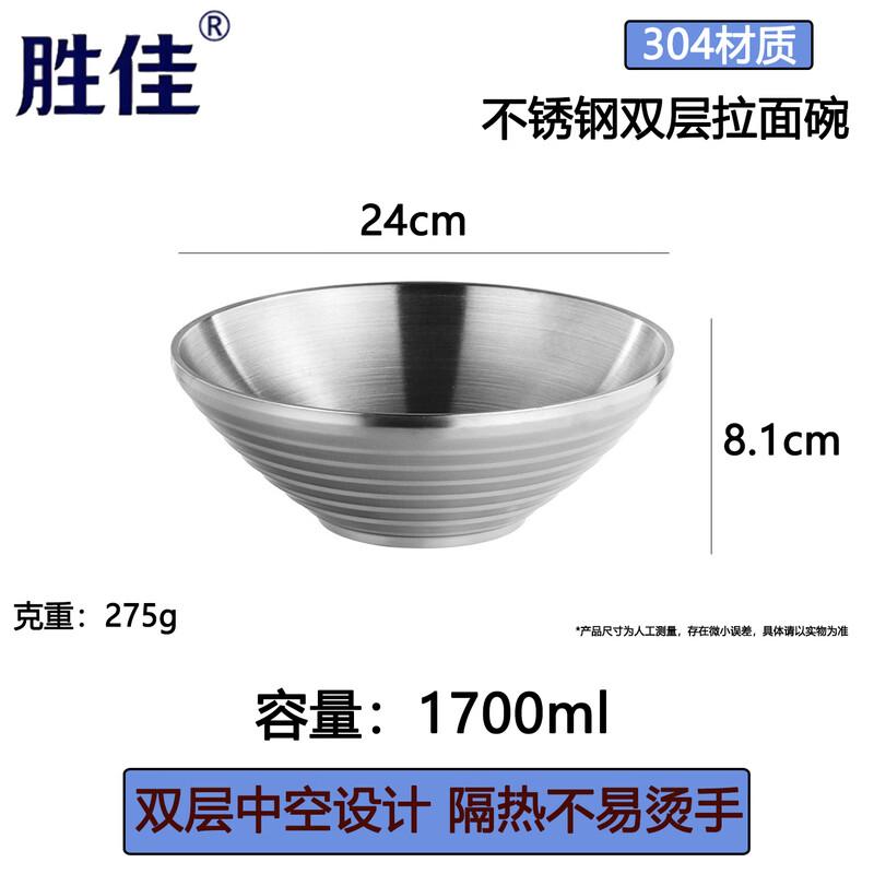 Shengjia 304 Stainless Steel Double-Layer Conical Noodle Bowl