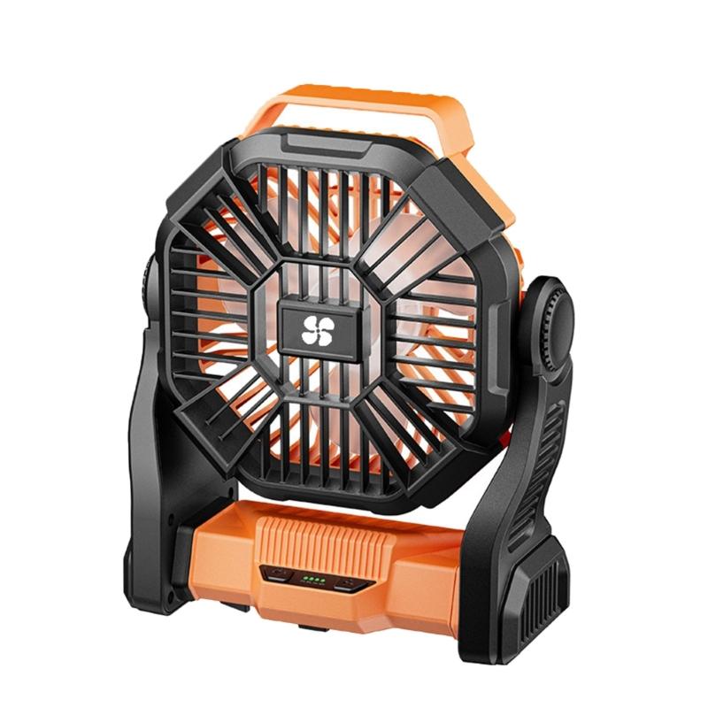 

High Capacity Battery Camping Fan LED Light with Multiple Wind Speeds Plastic Texture Suitable for Home or Outdoors оранжевый