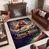 Leopard Theme Crystal Velvet Floor Rug Personalized Custom Name Text Warm Carpet Home Decoration
