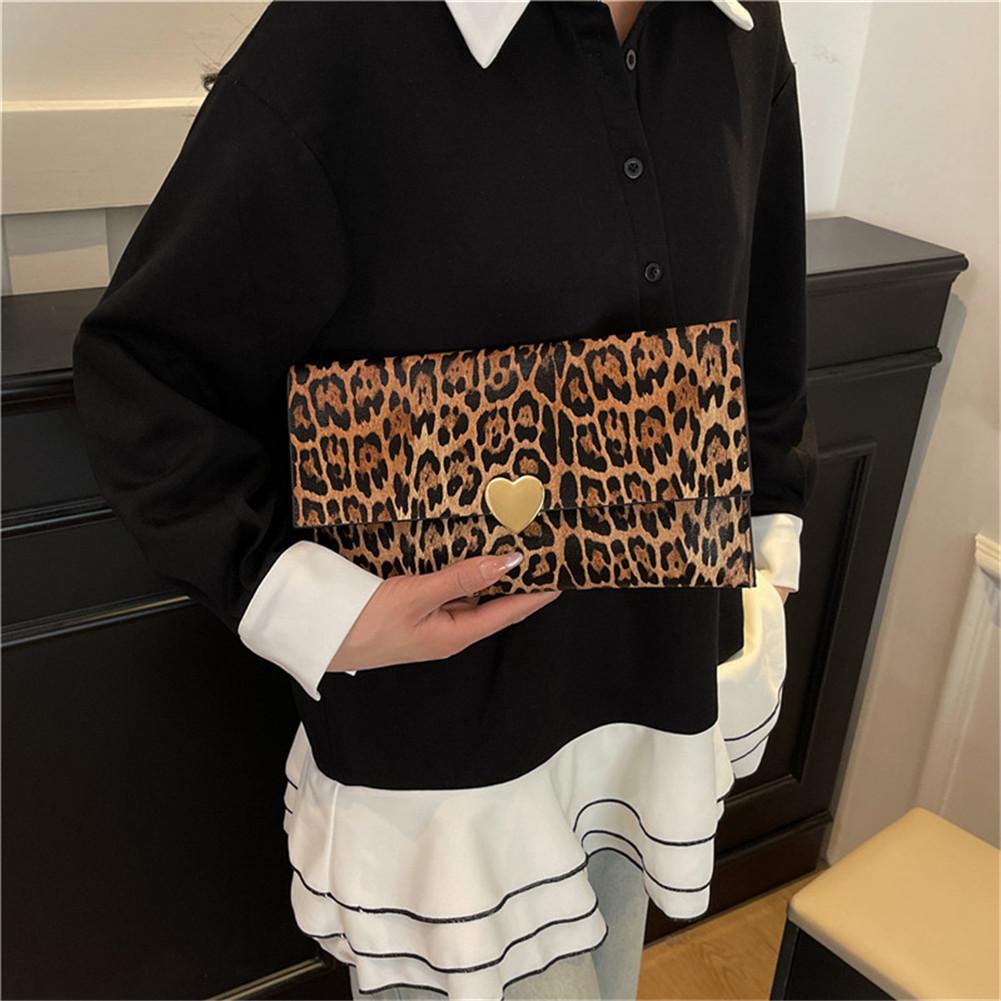Women PU Leather Vintage Textured Purse Large Capacity Leopard Print Handbag Multi-Purpose Party Date Working Commute Bag