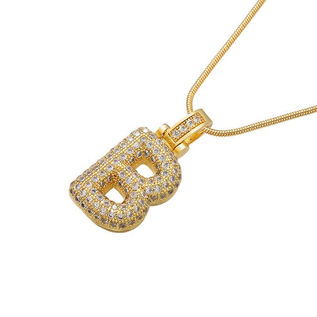 ZHUKOU high quality crystal brass gold letter necklace for ladies good friends couple birthday gift model: VL34