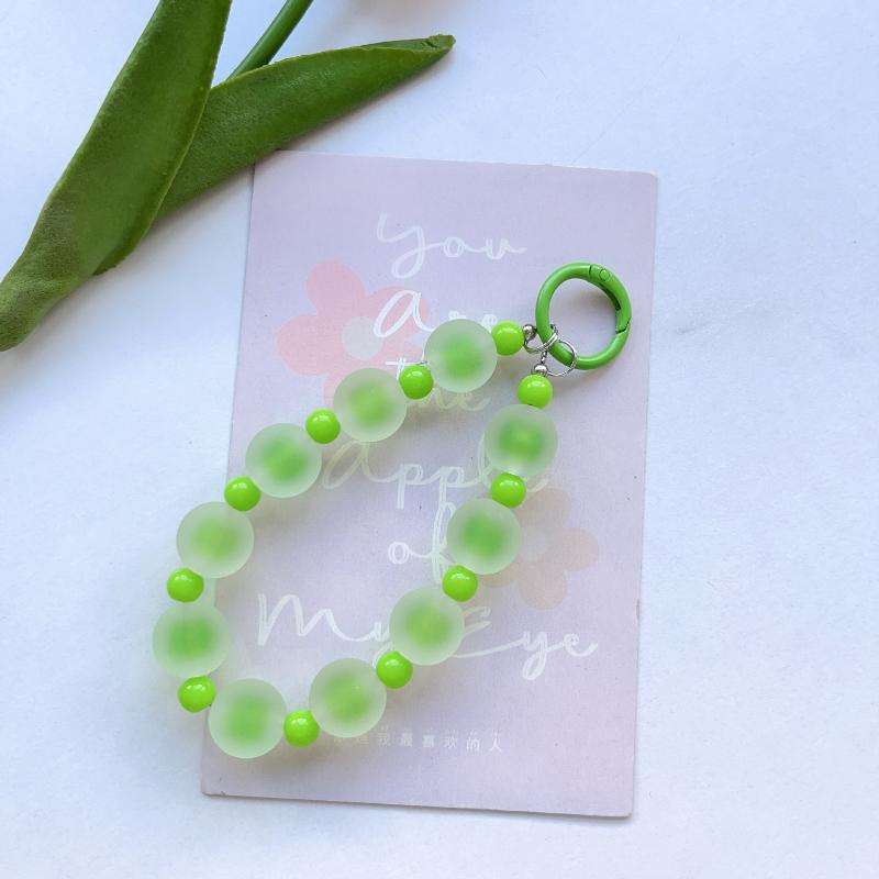 Rainbow Frosted Jelly Bead Phone Lanyard Lightweight Double Clasp Anti-Lost Wrist Strap for Daily Commute Shopping