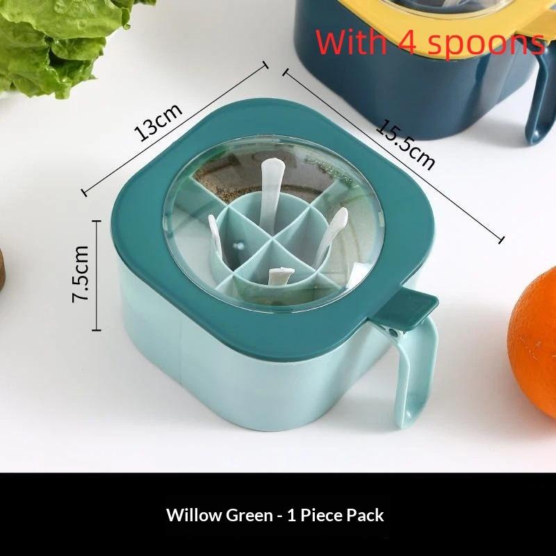 1 Set Multi Grid Multi-Function Seasoning Storage Jar Glutamate Pepper Storage Transparent Seasoning Box