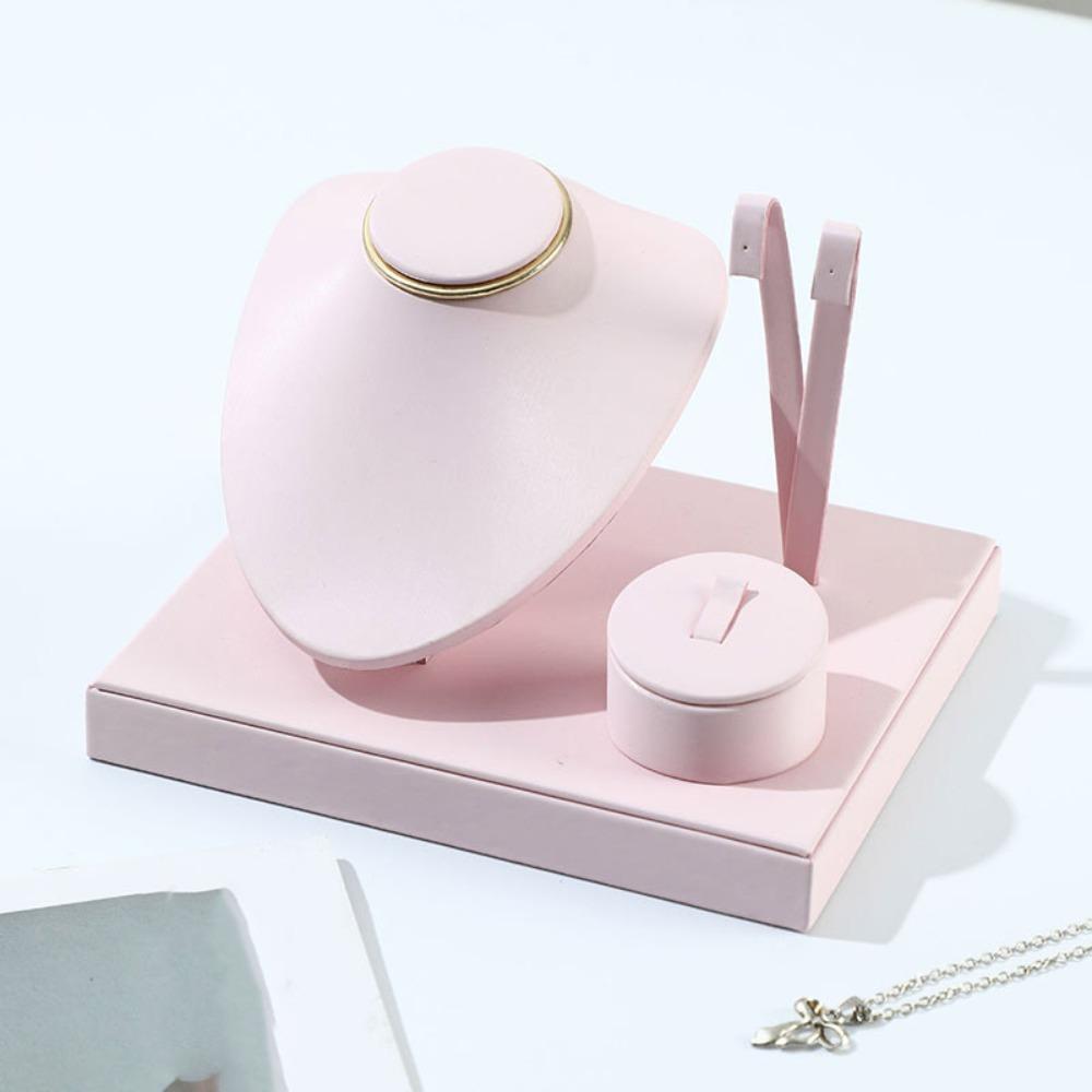 New Multifunctional Spot Combination Set PU Leather Exhibition Necklace Display Multi-purpose Jewelry Storage Rack Boutique Shop розовый