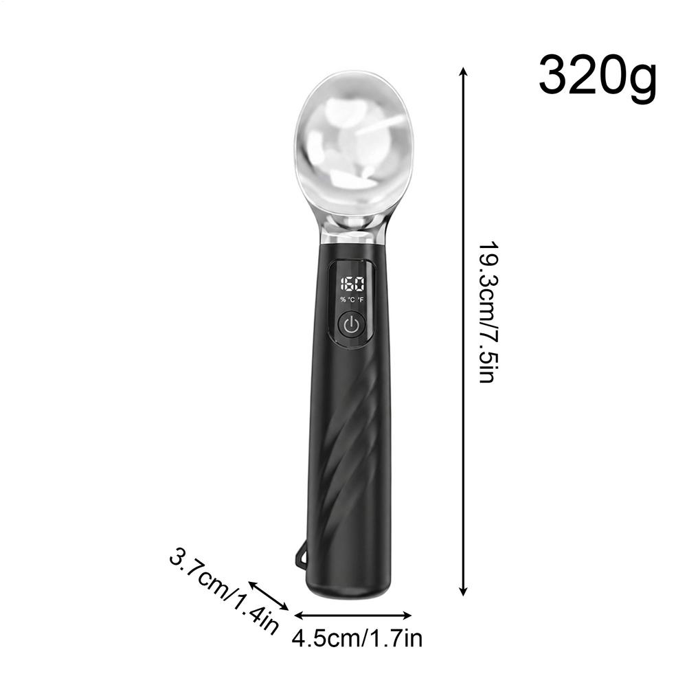 Heated Ice Cream Scoop Rechargeable Rechargeable Dishwasher Safe Spoon With Removable Battery Ice Cream Scoop With LED Display чёрный