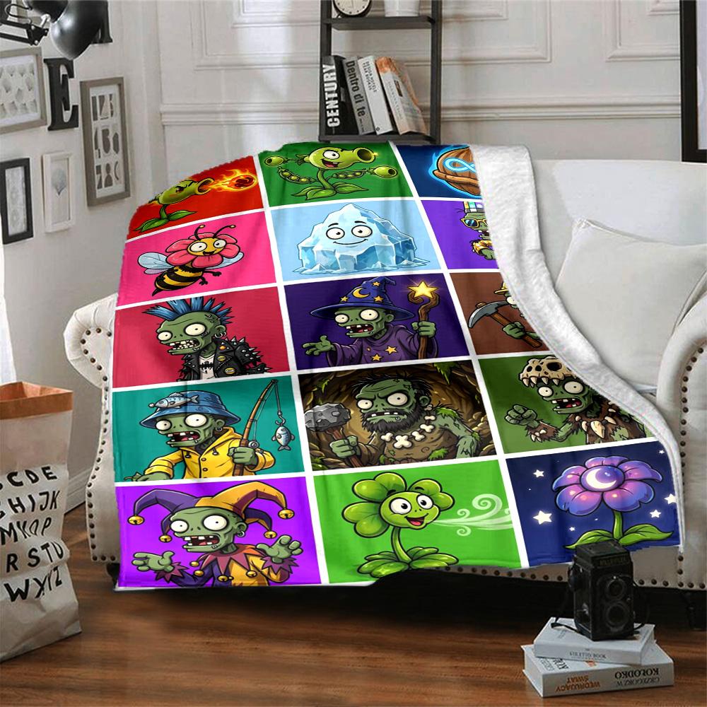 Plants Vs. Zombies Blanket Durable Comfort Great for Bedding Sofa Seaside Four Seasons Multipurpose Digital Print