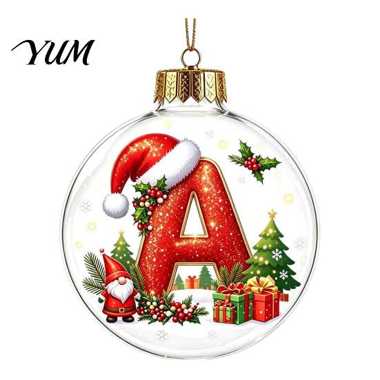 Indoor Outdoor Xmas Hanging Ornaments 26?Letter Acrylic Christmas Ball Ornament, 3D Crystal Style Alphabet Holiday for Home Pendant, Tree