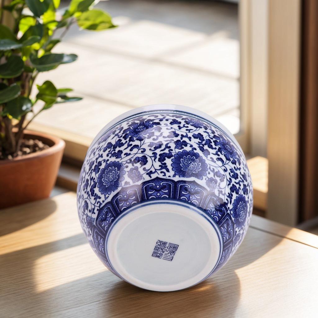 Blue and White Porcelain Turtle Tank: Fish and Lotus Pot for Desktop or Floor