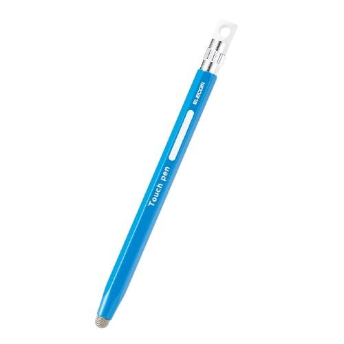 

ELECOM Touch Pen, Hexagonal Pencil Shape, For Children, with Strap Hole, Conductive Fiber Type (Smartphone/Tablet Compatible), Replaceable Nib, Blue P