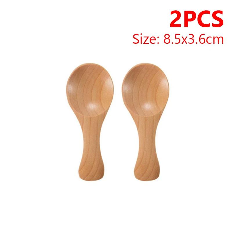 4/2/1pz Mini cucchiai di legno da cucina Cucchiaio per spezie e condimenti Cucchiaini da caffè e zucchero Cucchiaini da tè per bambini Manico corto Cucchiai di legno Stoviglie per la casa