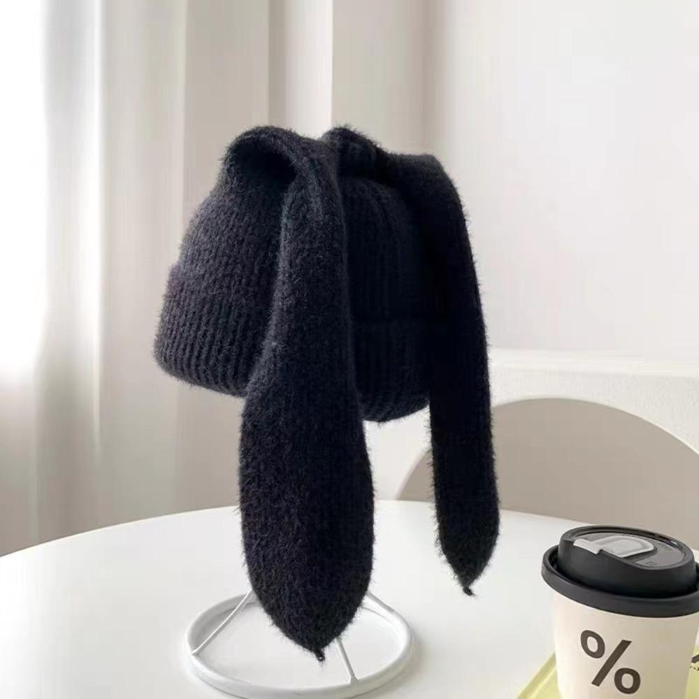 Winter Warm Earflap Hat Long Ears Rabbit Pullover Hat Cute Beanies Caps Women