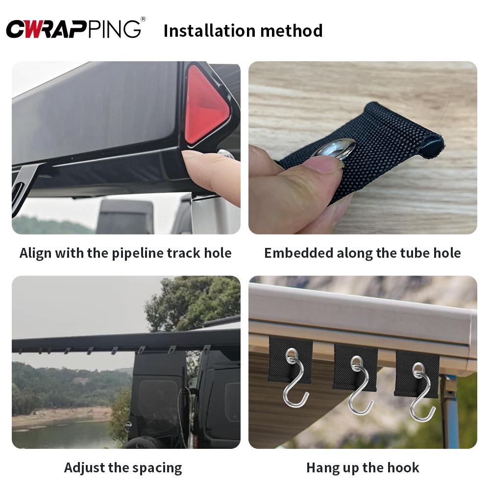 4Pcs S Shaped Camping Awning Hooks Clips RV Tent Hangers Light Hangers with Holes Caravan Camperb for Home Auto Accessories