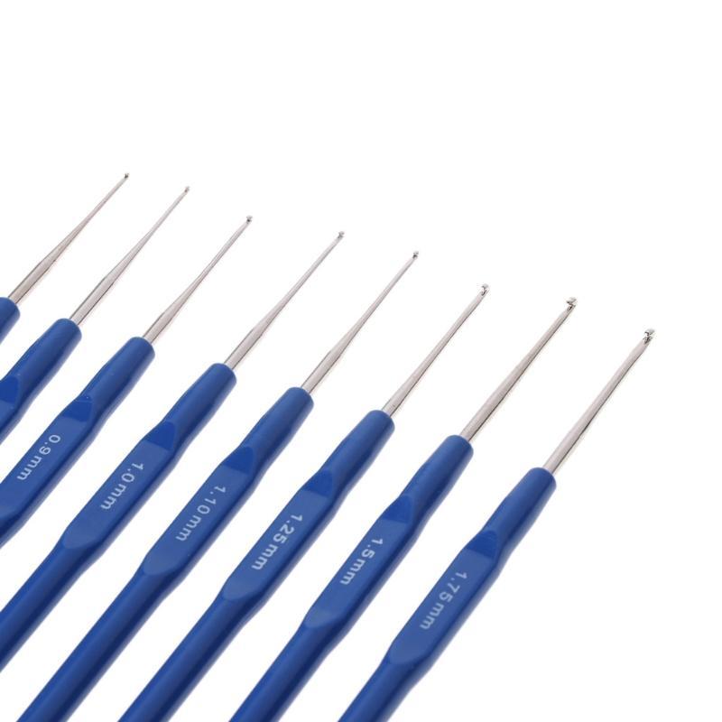 8pcs Metal Knitting Needles Crochet Hooks Kits With Ergonomic Grips 0.6-1.75mm top sale